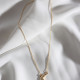 Zircon Taşlı Gold Renk Ay Kolye