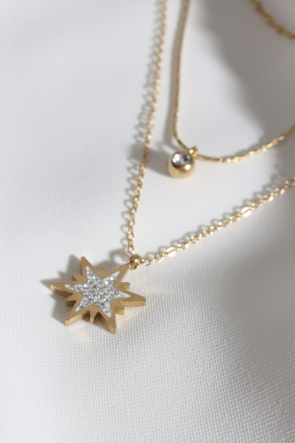 3'Lü Yıldız Figürlü Gold Renk Çelik Kolye 3'Lü Yıldız Figürlü Gold Renk Çelik Kolye