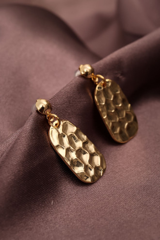 Küçük Oval Plaka Gold  Renk Küpe