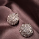 Yuvarlak Zircon Taşlı Gümüş Renk Abiye Küpe