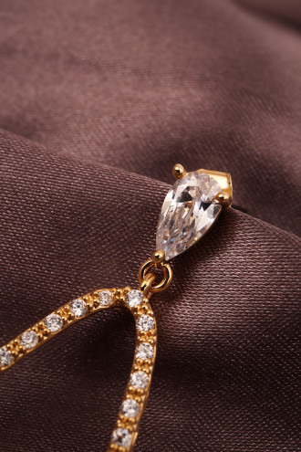 Uzun Taşlı Oval Rose Abiye Küpe