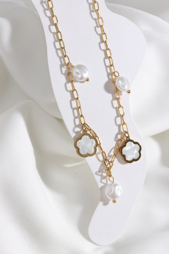 Çelik Mineli Yonca Figür Gold Renk Halhal