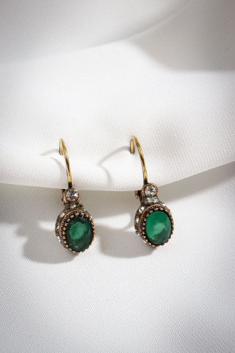 Yeşil Taşlı Otantik Küpe