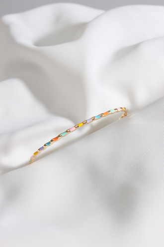 Pastel Renkli Gold Renk Ince Bilezik