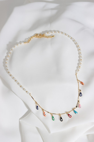 Renkli Nazar Boncuklu Boncuk Kolye Renkli Nazar Boncuklu Boncuk Kolye