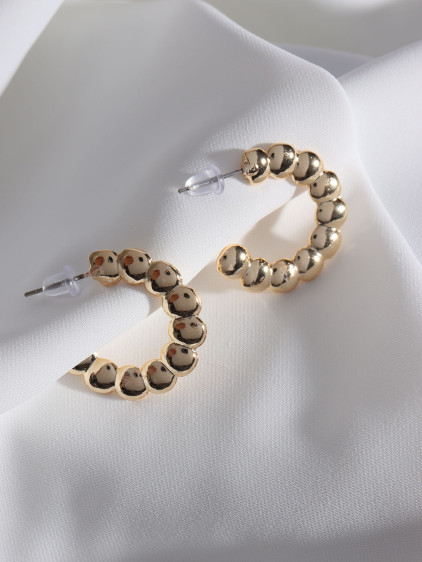 Ezme Halkalı Gold Renk Vintage Küpe