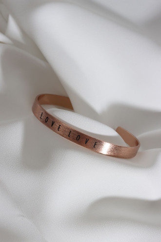 Love Yazılı Rose Renk Kararmaz Vip Bileklik