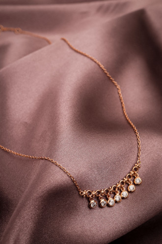 Taş Sallantılı 925 Ayar Gümüş Rose Kolye