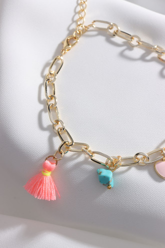 Charmlı Gold Renk Halhal