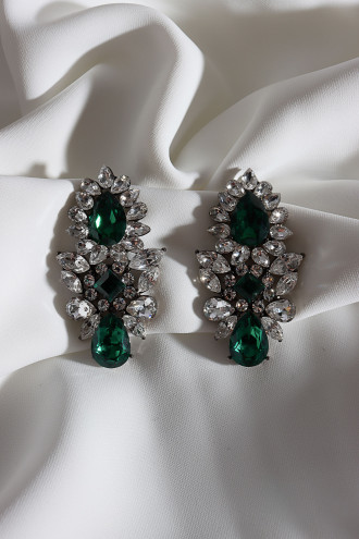 Yeşil Zircon Taşlı Sallantılı Abiye Küpe