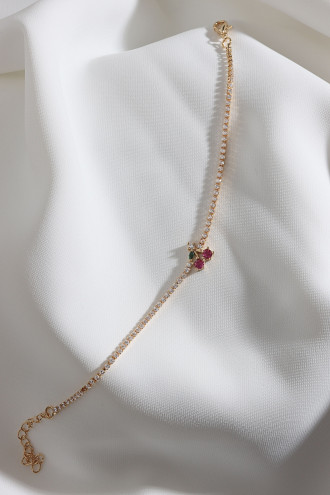 Kiraz Figürlü Zircon Taş Gold Renk Suyolu Bileklik