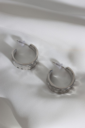 Vintage Gümüş Renk Halka Küpe