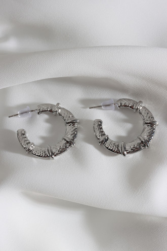 Vintage Gümüş Renk Halka Küpe