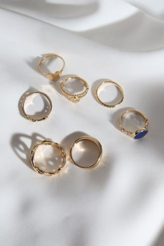 7 Adet Gold Renk Çoklu Yüzük Seti