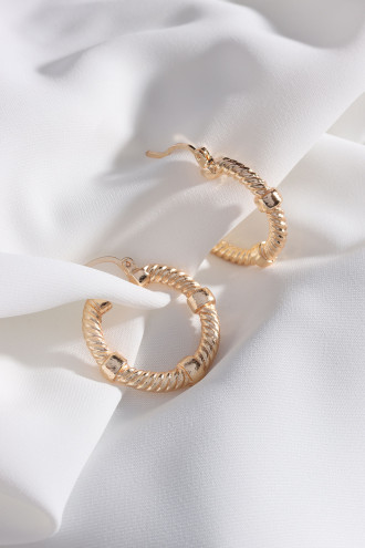 Burgulu Düğme Model Vintage Gold Renk Halka Küpe