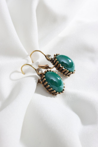 Yeşil Oval Otantik Küpe