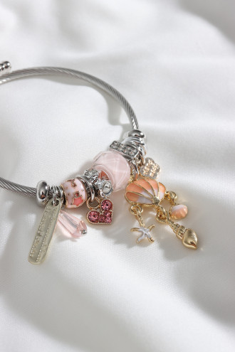 Çelik Model Deniz Kabuğu Figür Gümüş Renk Bileklik