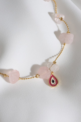 Nazar Boncuklu Pembe Kuvarslı Halhal