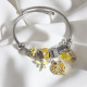 ÇELİK PANDORA MODEL SARI KALP CHARM BİLEKLİK