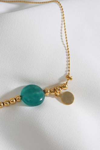 Yeşil Taşlı Gold Renk Halhal