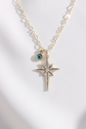 Kutup Yıldızı Gold Renk Uzun Kolye