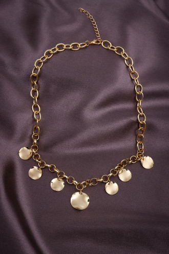 Renkli Pul Sallantılı Gold Renk Kolye