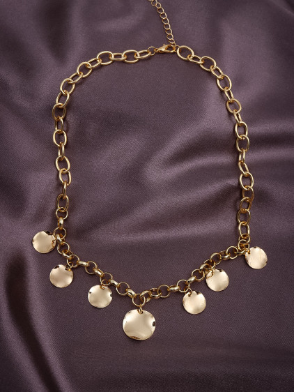 Renkli Pul Sallantılı Gold Renk Kolye