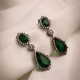 Yeşil Zircon Taşlı Sallantılı Antrasit Abiye Küpe