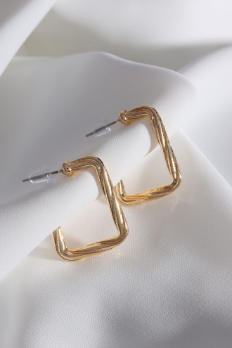 Vintage Kare Gold Renk Halka Küpe