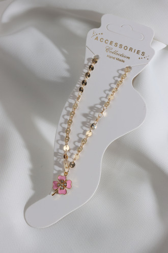 Pembe Mineli Dört Yapraklı Yonca Halhal