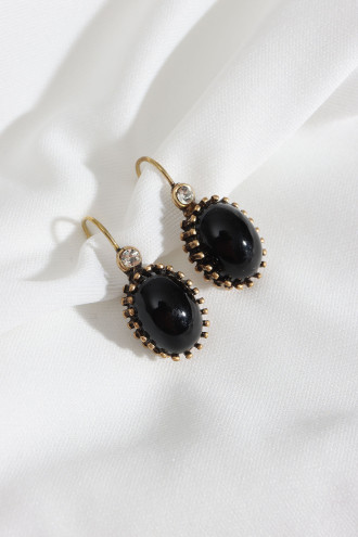 Siyah Oval Otantik Küpe