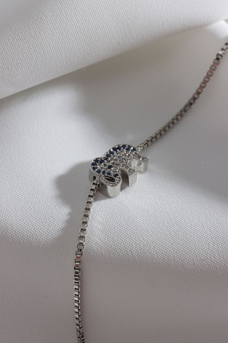 Zircon Taşlı Fil Figür Gümüş Renk Bileklik