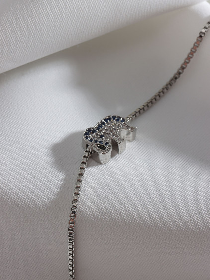 Zircon Taşlı Fil Figür Gümüş Renk Bileklik