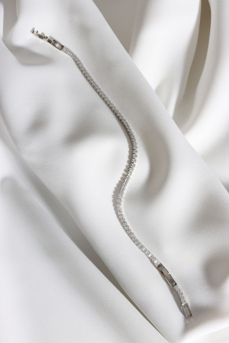 Ince Kare Taşlı Gümüş Renk Vip Su Yolu Bileklik