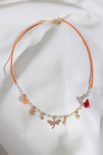 Yusufçuk Uçlu Turuncu Boncuk Kolye Yusufçuk Uçlu Turuncu Boncuk Kolye