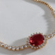 Oval Kırmızı Zircon Taşlı Anturaj Gold Renk Su Yolu Asansörlü Bileklik