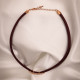 Bordo Yumuşak Deri Rose Renk Zircon Taşlı Choker