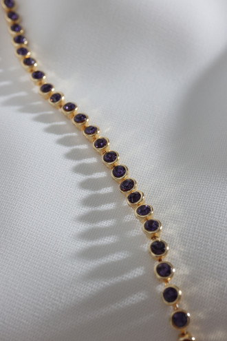 Gold Renk Mor Taşlı Su Yolu Bileklik