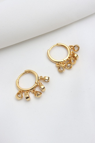 Taşlı Gold Renk Shakıra Küpe