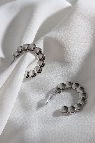 Ezme Halkalı Gümüş Renk Vintage Küpe Ezme Halkalı Gümüş Renk Vintage Küpe