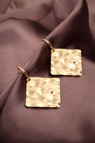 Desenli Gold Renk Plaka Küpe