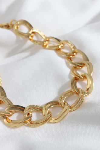 Çelik Saman Yolu Gold Renk Zincir Bileklik