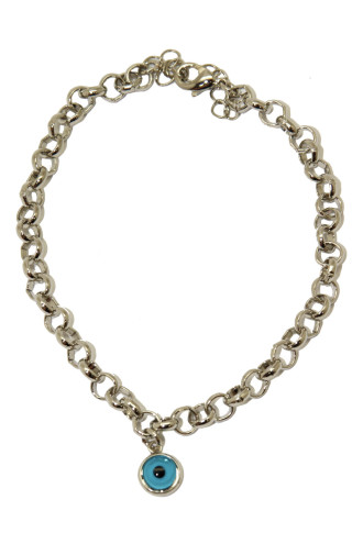 Kadın Gümüş Renk Nazar Boncuklu Zincir Halhal Kadın Gümüş Renk Nazar Boncuklu Zincir Halhal