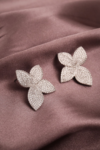 Zircon Taşlı Çiçek Abiye Küpe