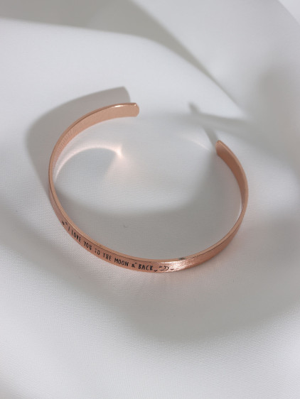 I Love You To The Moon and Back Yazılı Rose Renk Kararmaz Vip Bileklik
