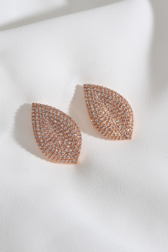 Zircon Taşlı Rose Abiye Küpe