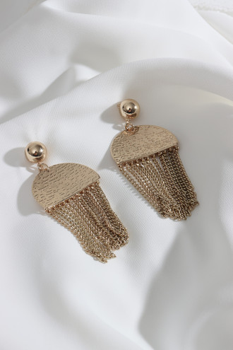 Zincir Sallantılı Gold Renk Küpe Zincir Sallantılı Gold Renk Küpe