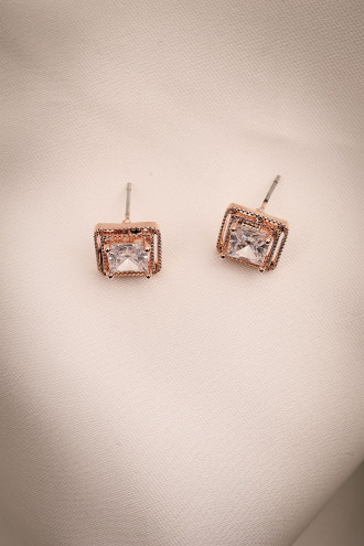 Kare Taşlı Tek Taş Küpe