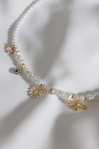 Küçük Boy İncili Gold Renk Kolye