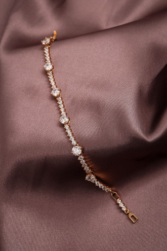 Zircon Taşlı Gold Renk Su Yolu Bileklik